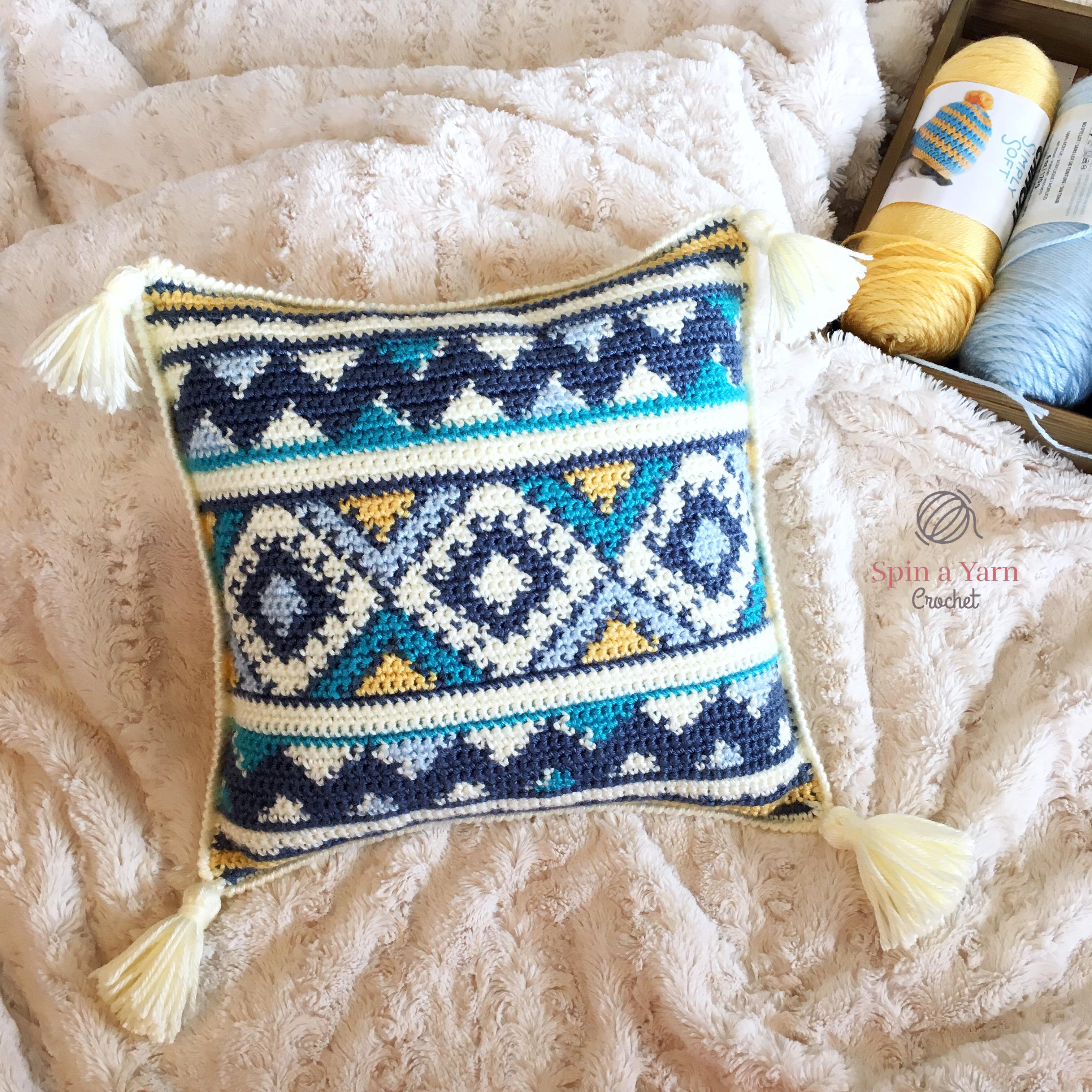 Aztec Throw Pillow Free Crochet Pattern • Spin a Yarn Crochet