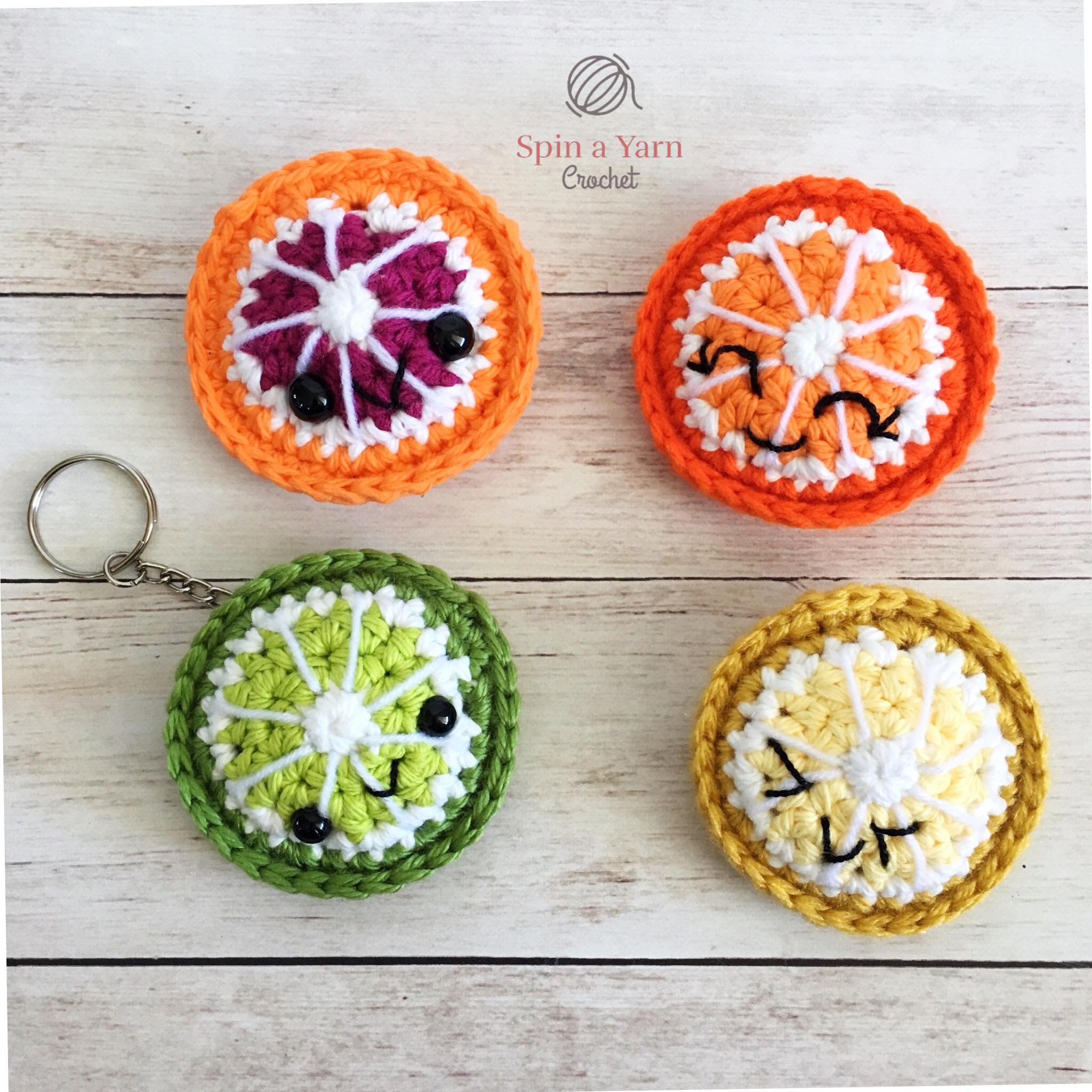 Fruit Slice Keychains Free Crochet Pattern