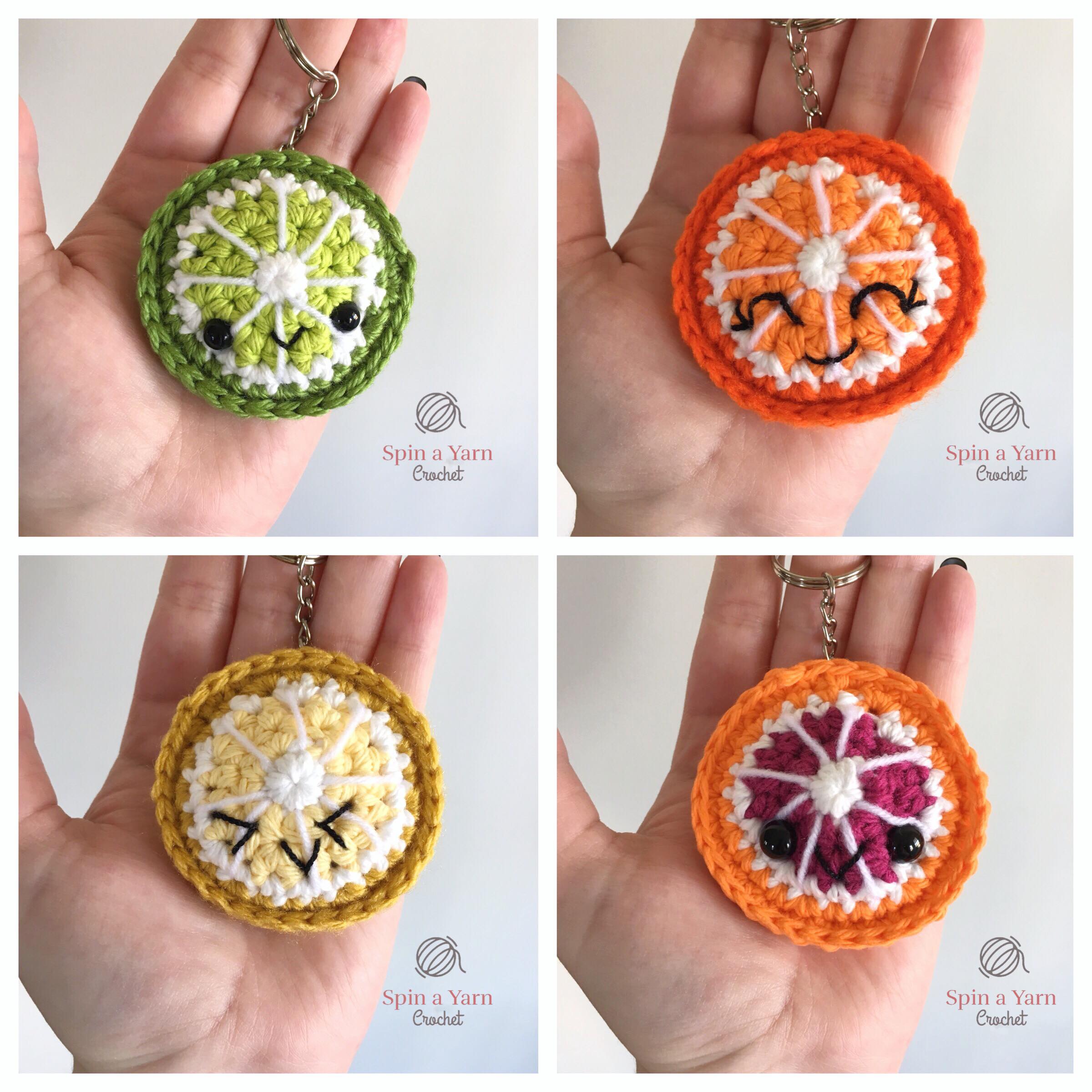 Fruit Slice Keychains Free Crochet Pattern