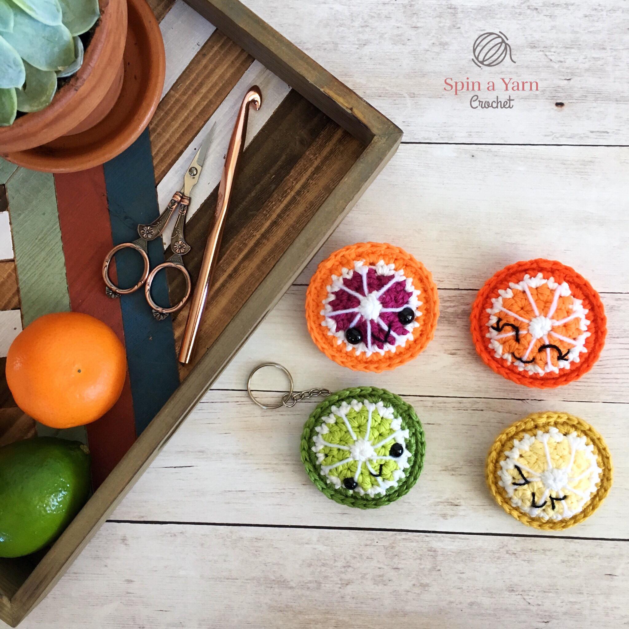 Fruit Slice Keychains Free Crochet Pattern