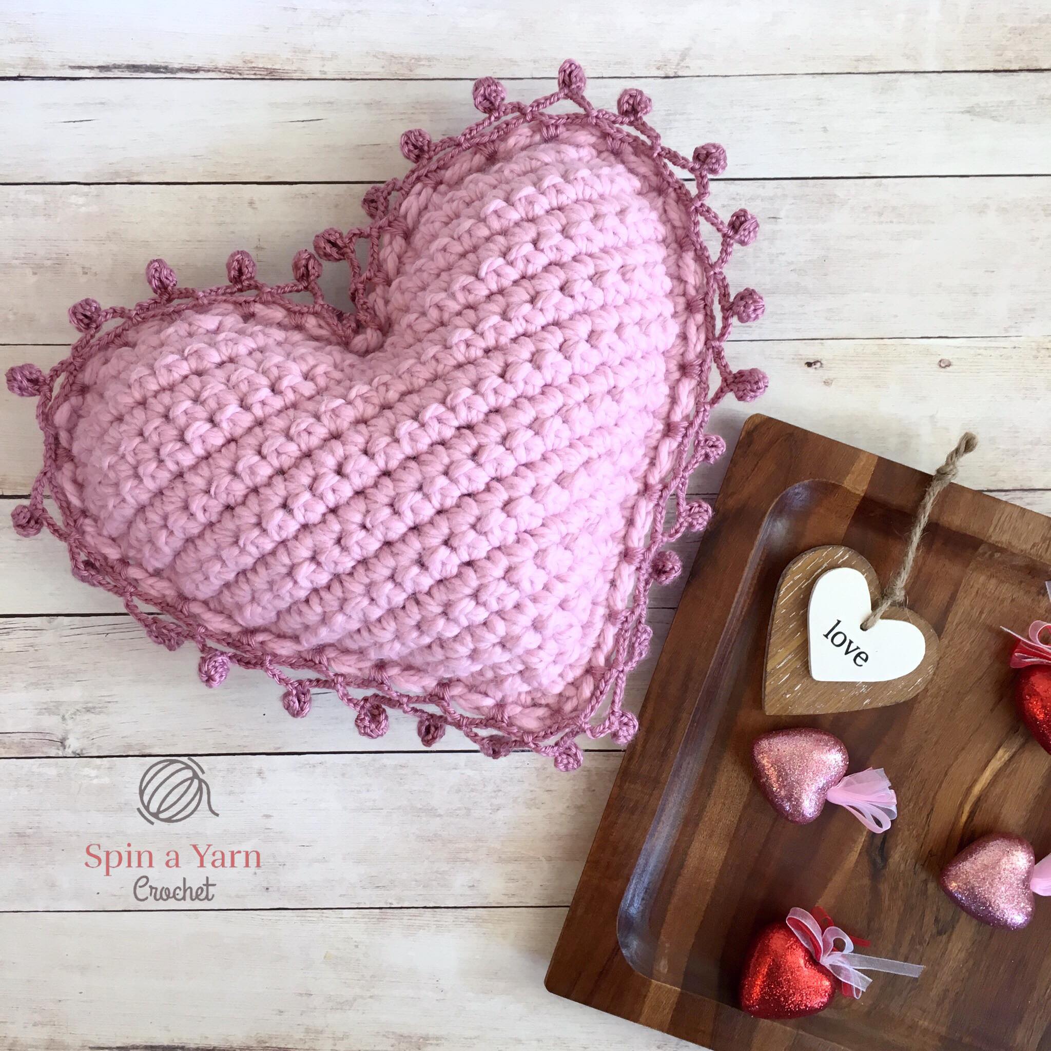 crochet heart pillow pattern