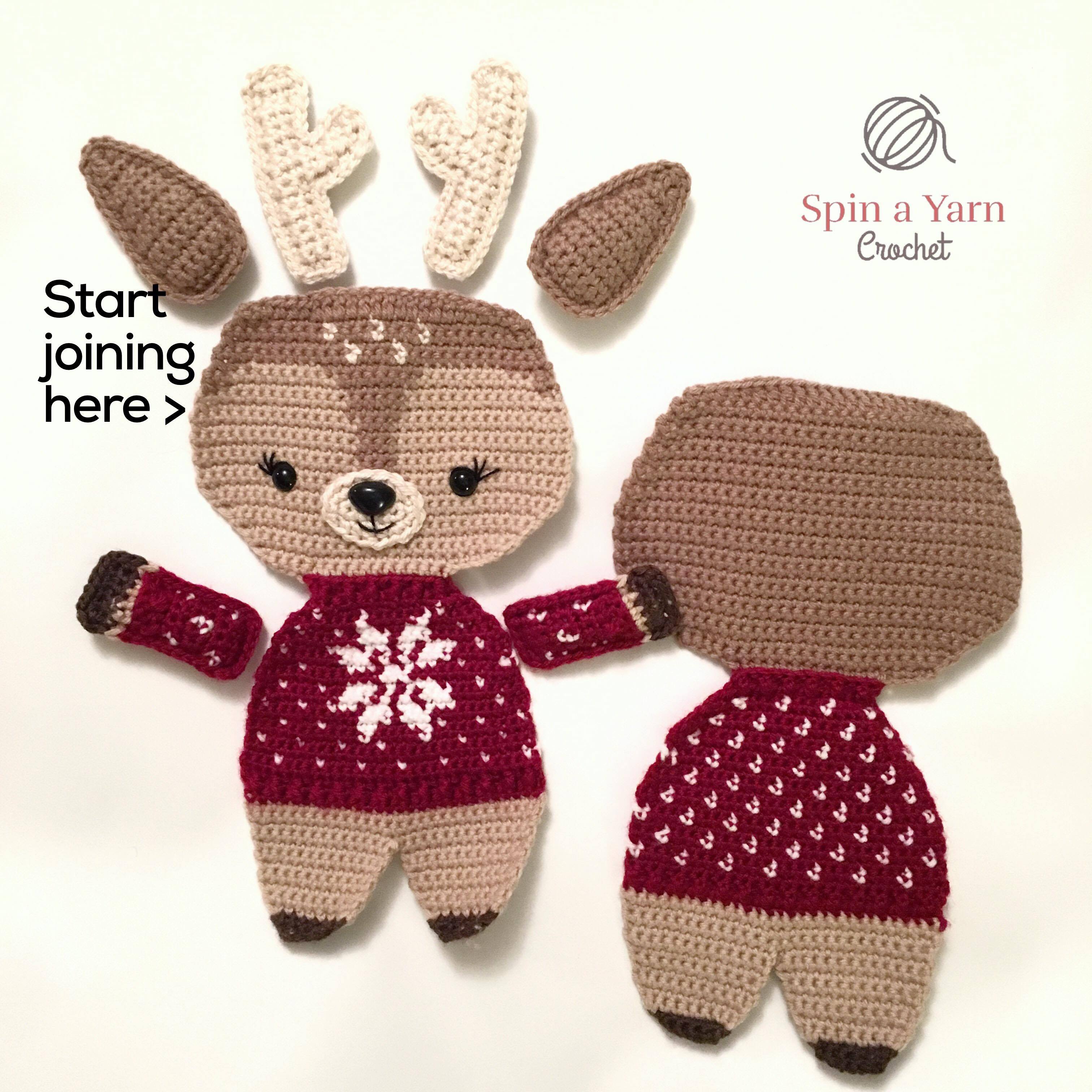 Holiday Deer Free Crochet Pattern Part 1 Spin A Yarn - 