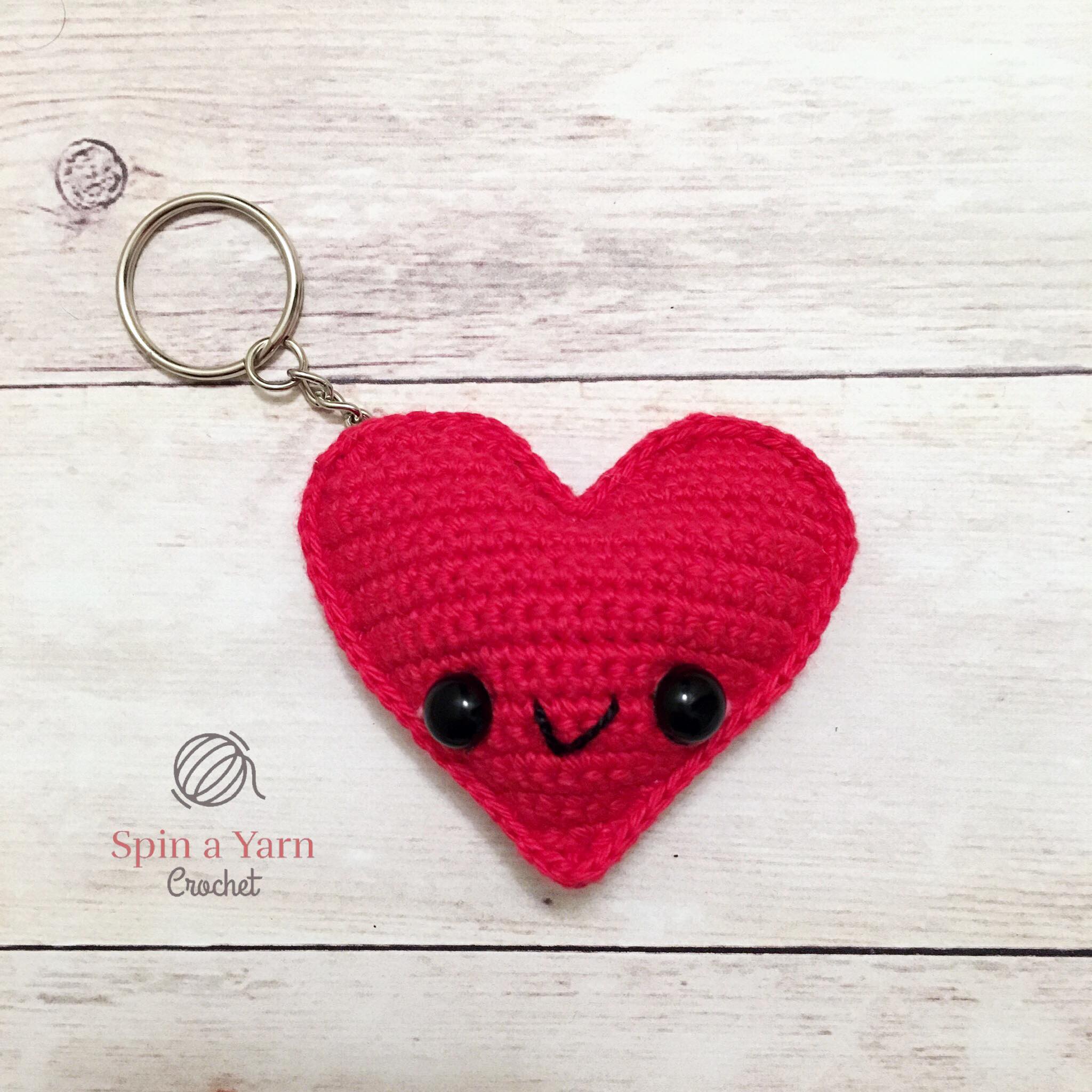 Crochet heart keychain free pattern