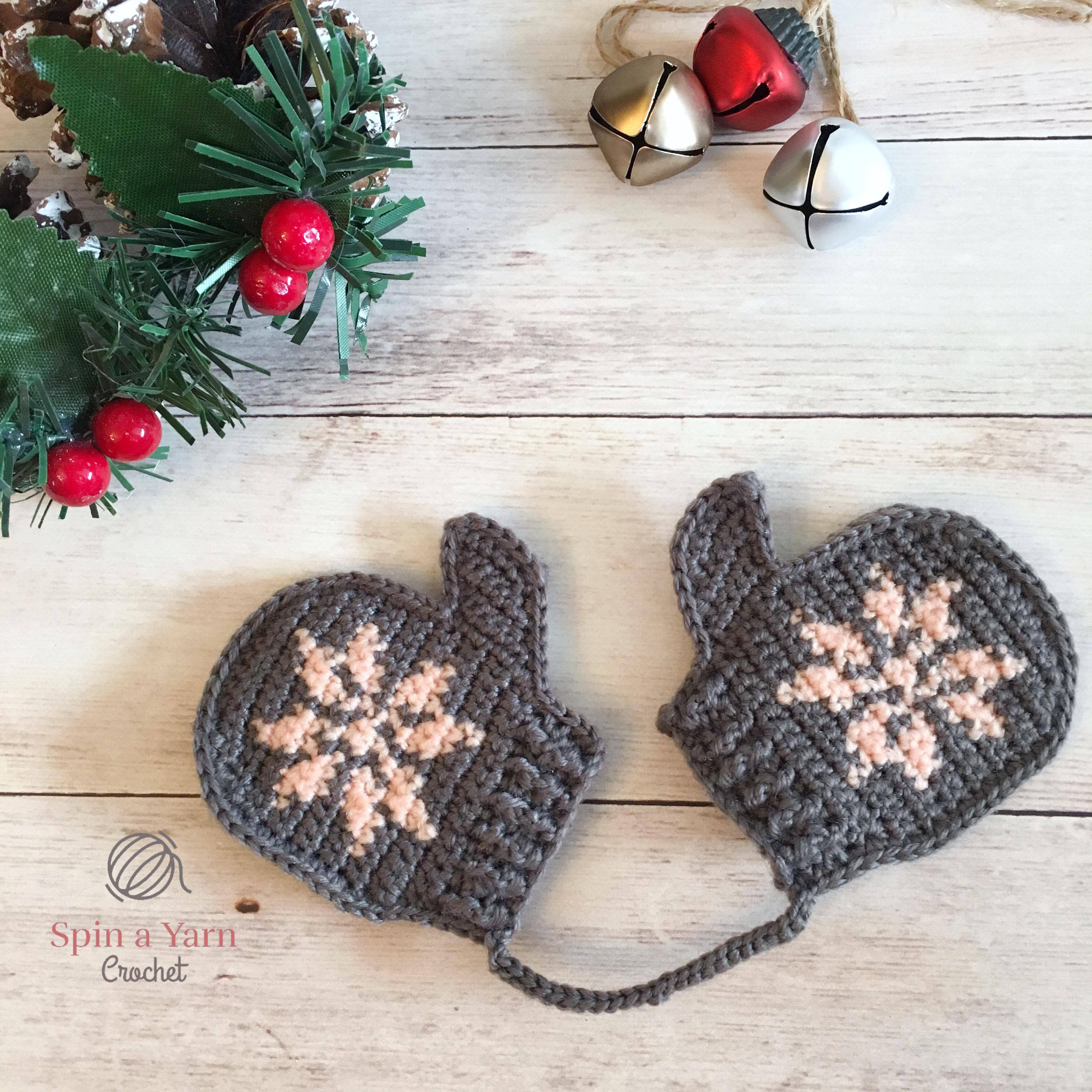 crochet snowflake mittens