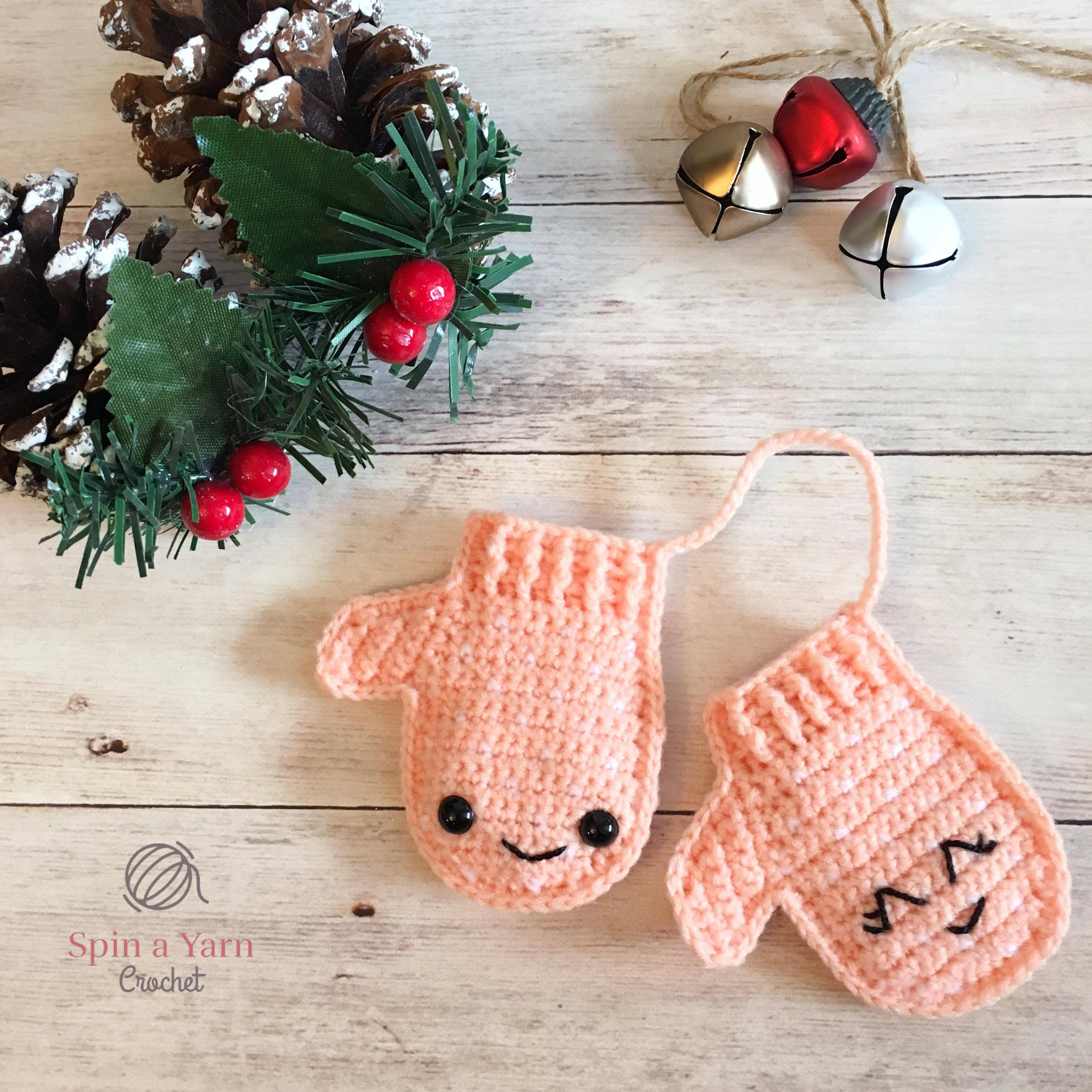 free crochet mitten ornament pattern