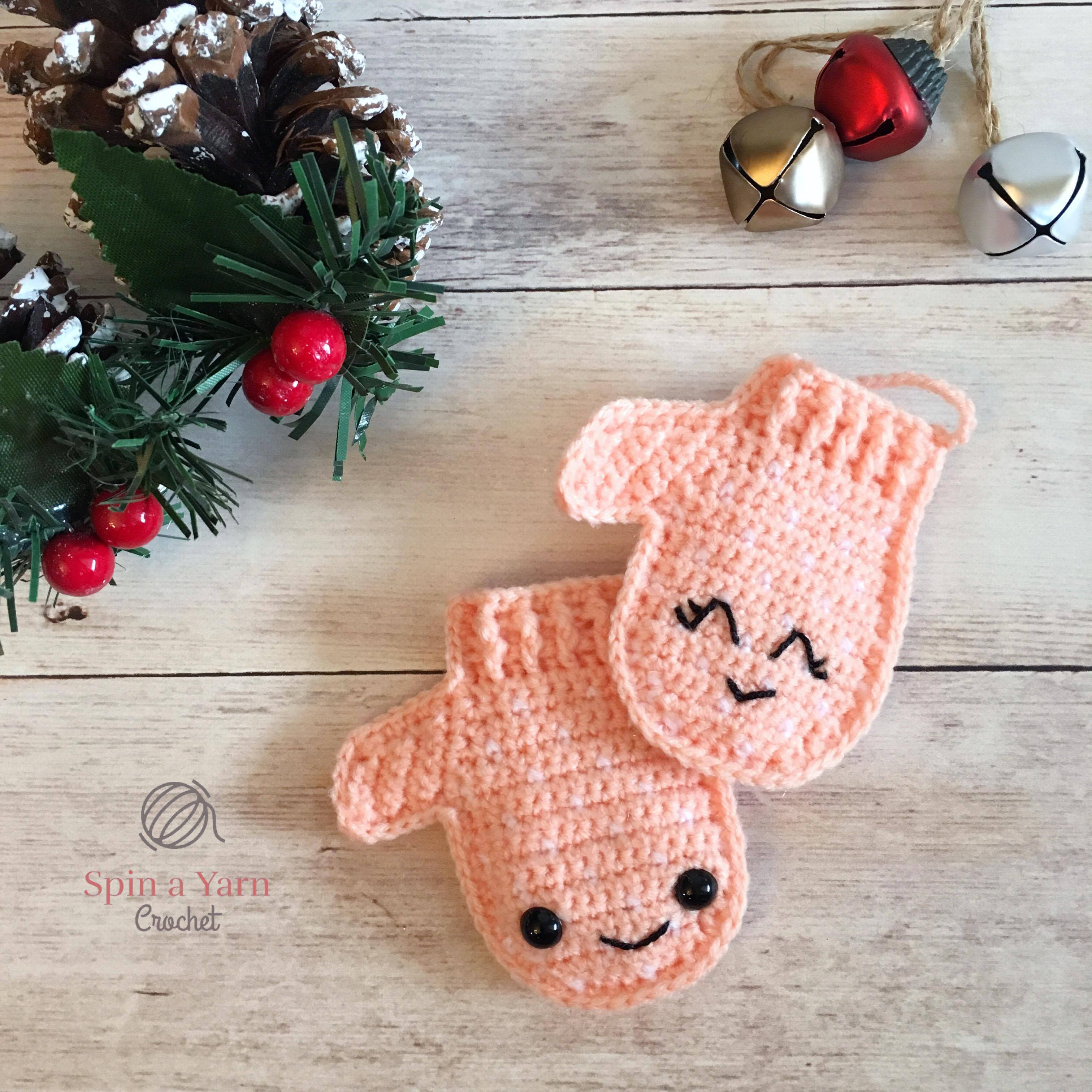 free crochet mitten ornament pattern