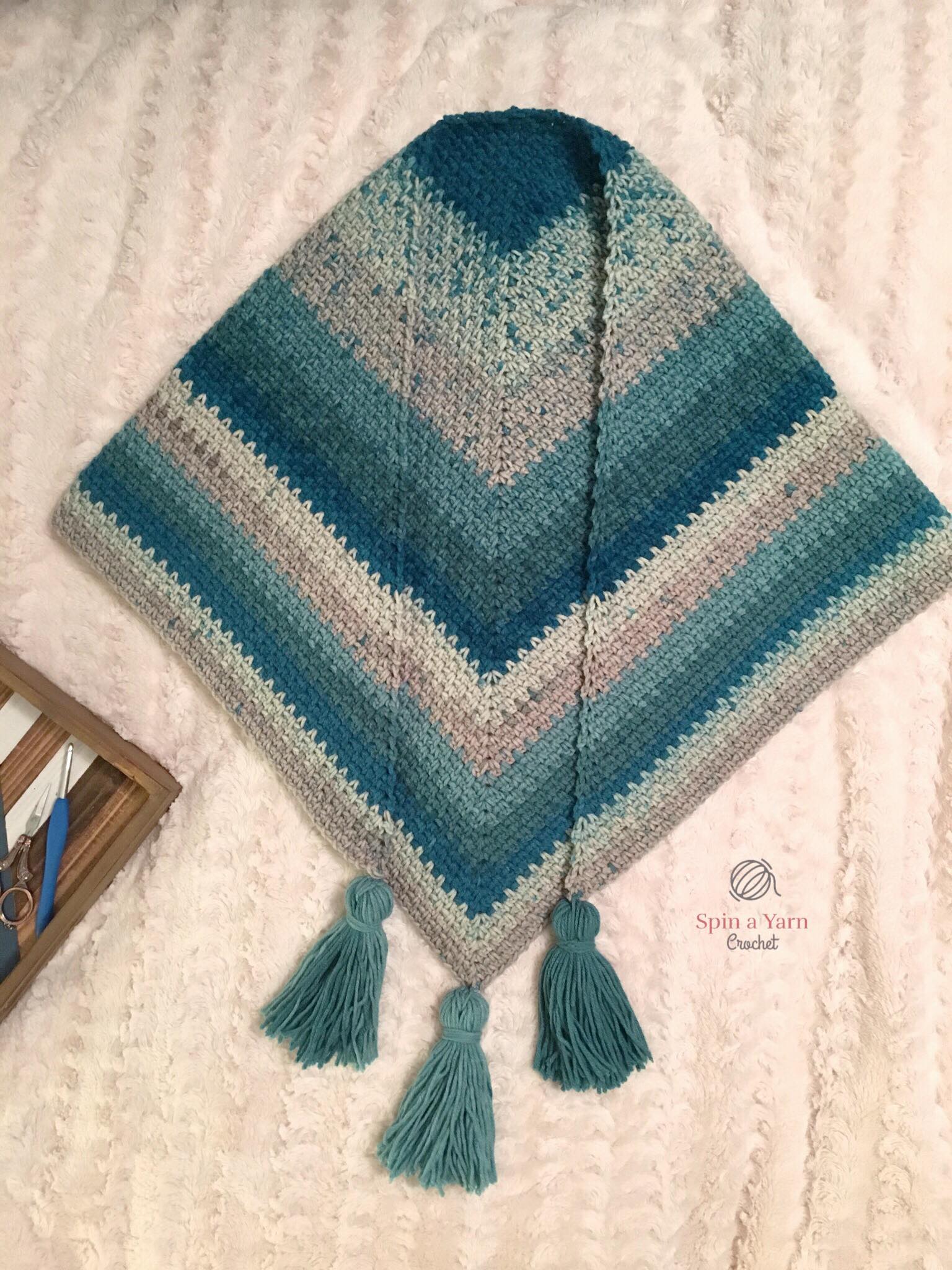 Crochet Caron Big Cakes Moss Stitch Shawl - Repeat Crafter Me